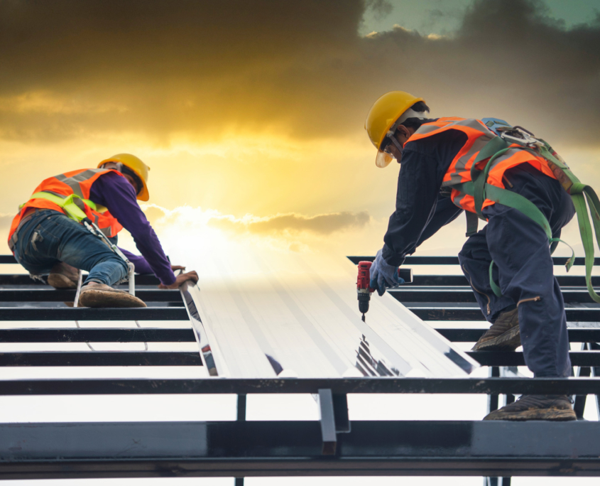 Roofing Workers Installing New Roof