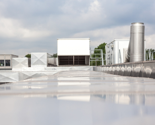 Front View Of Air Ducts On The Roof